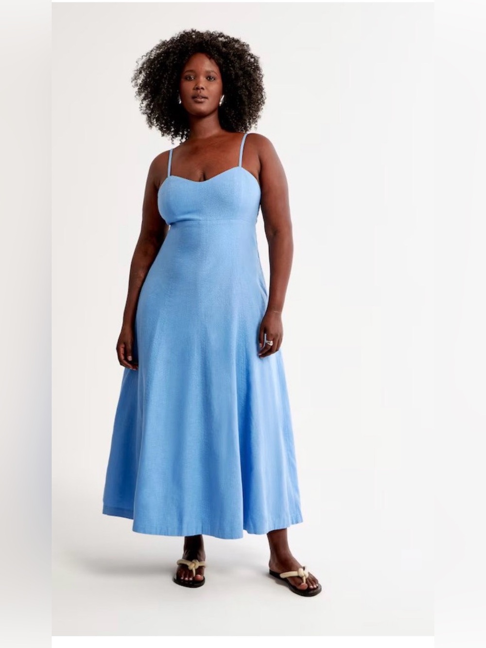 Abercrombie & Finch Linen-Blend Sweetheart Midi Dress -NWT